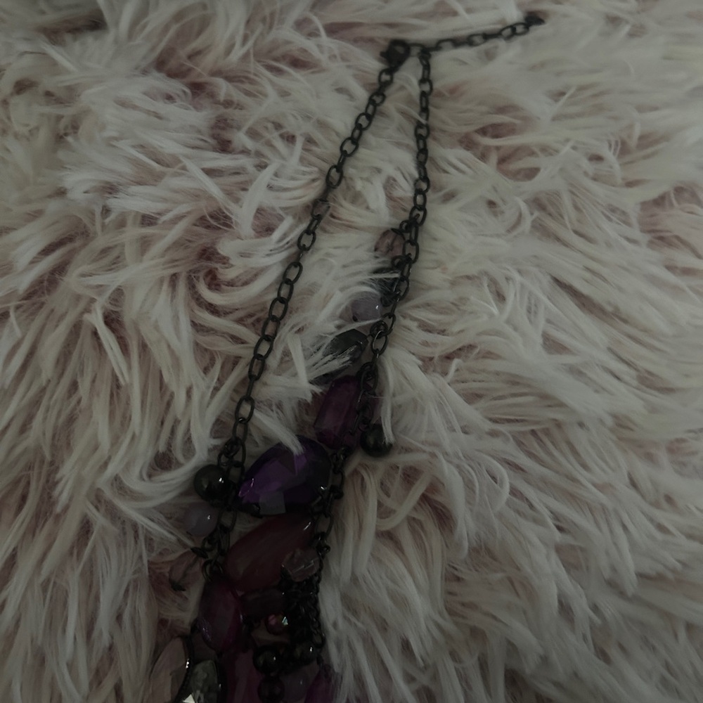 Adjustable Statement Purple Teardrop Cluster Blac… - image 5